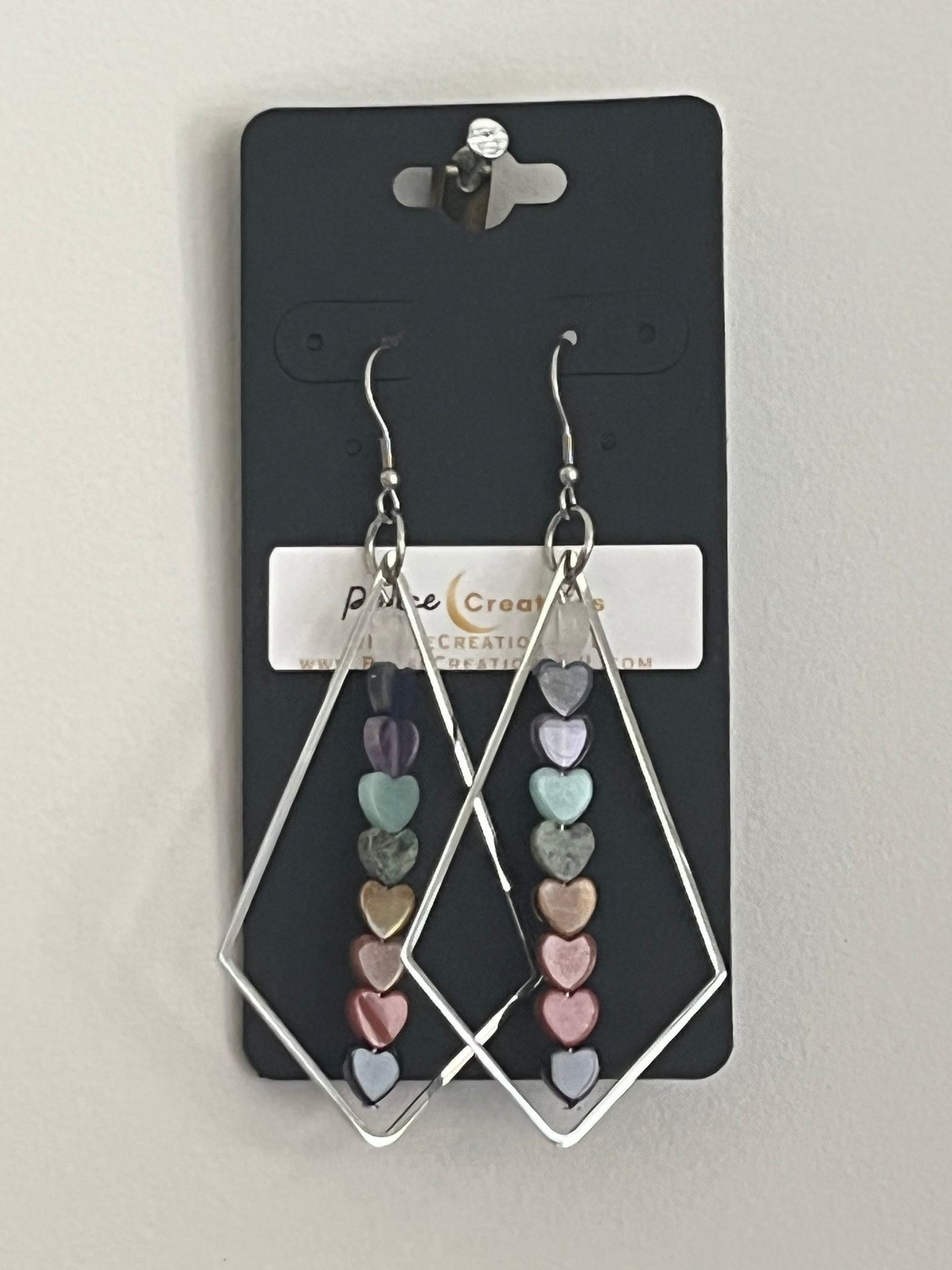 CHAKRA MINI HEART TRIANGLE-DANGLES (SS) | GEMSTONE CRYSTAL Earrings