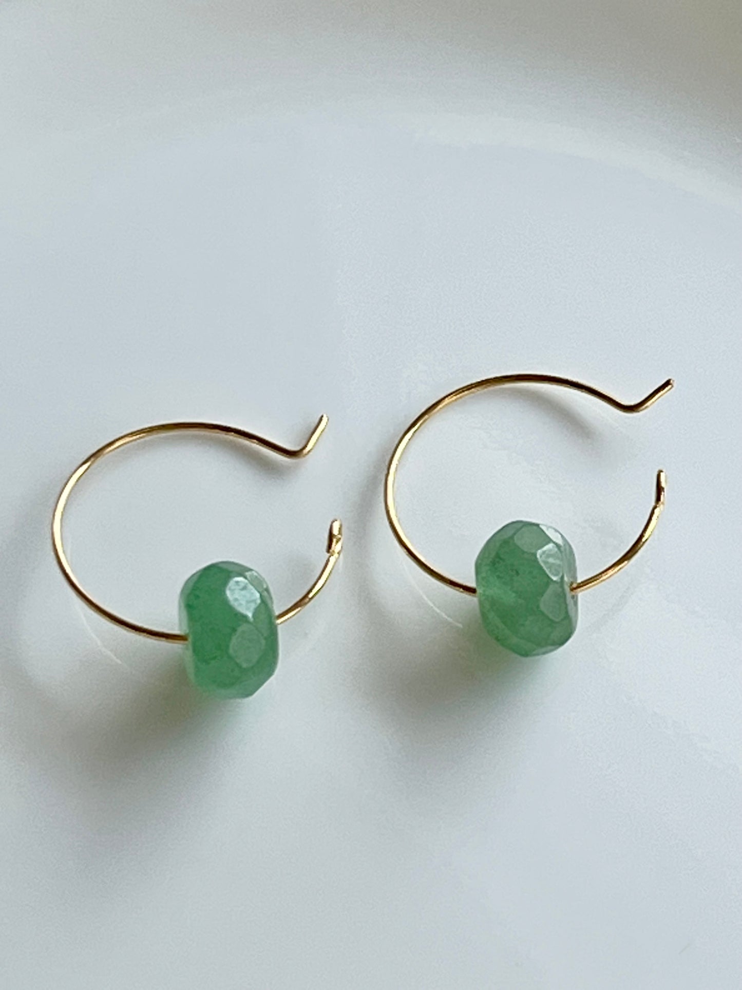 GREEN AVENTURINE OPEN-HOOPS (GP) | GEMSTONE CRYSTAL Earrings