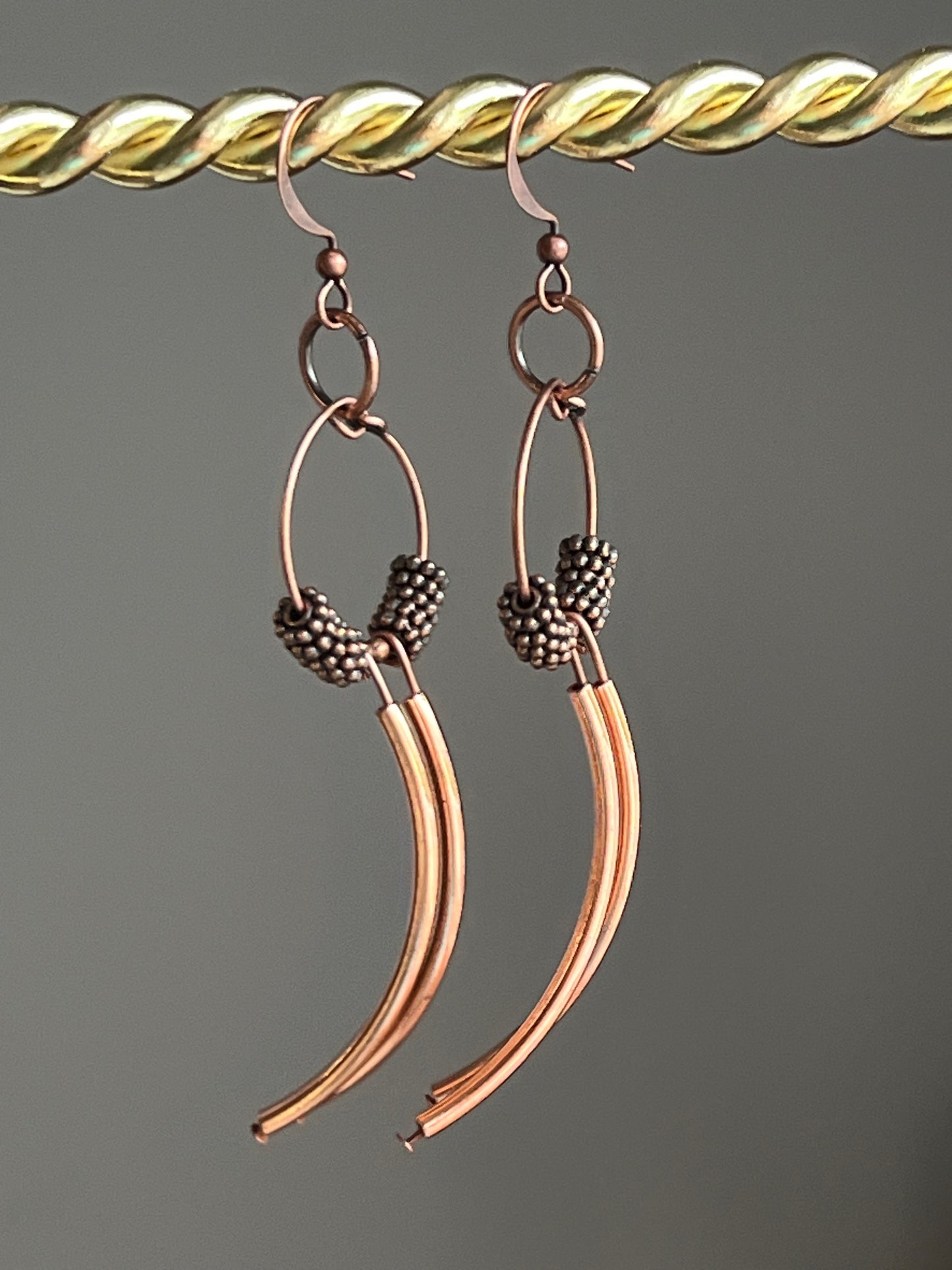 COPPER METAL PIPE DANGLES | Earrings