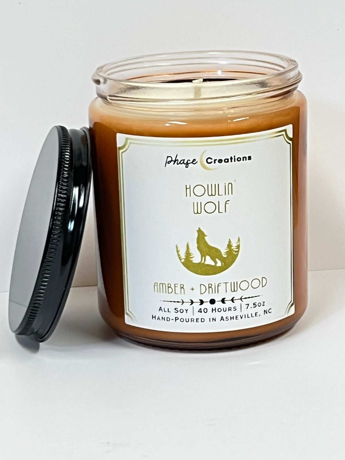 HOWLIN’ WOLF ~ Amber + Driftwood | 40 Hour ~ Hand-poured premium Soy Candle (r)