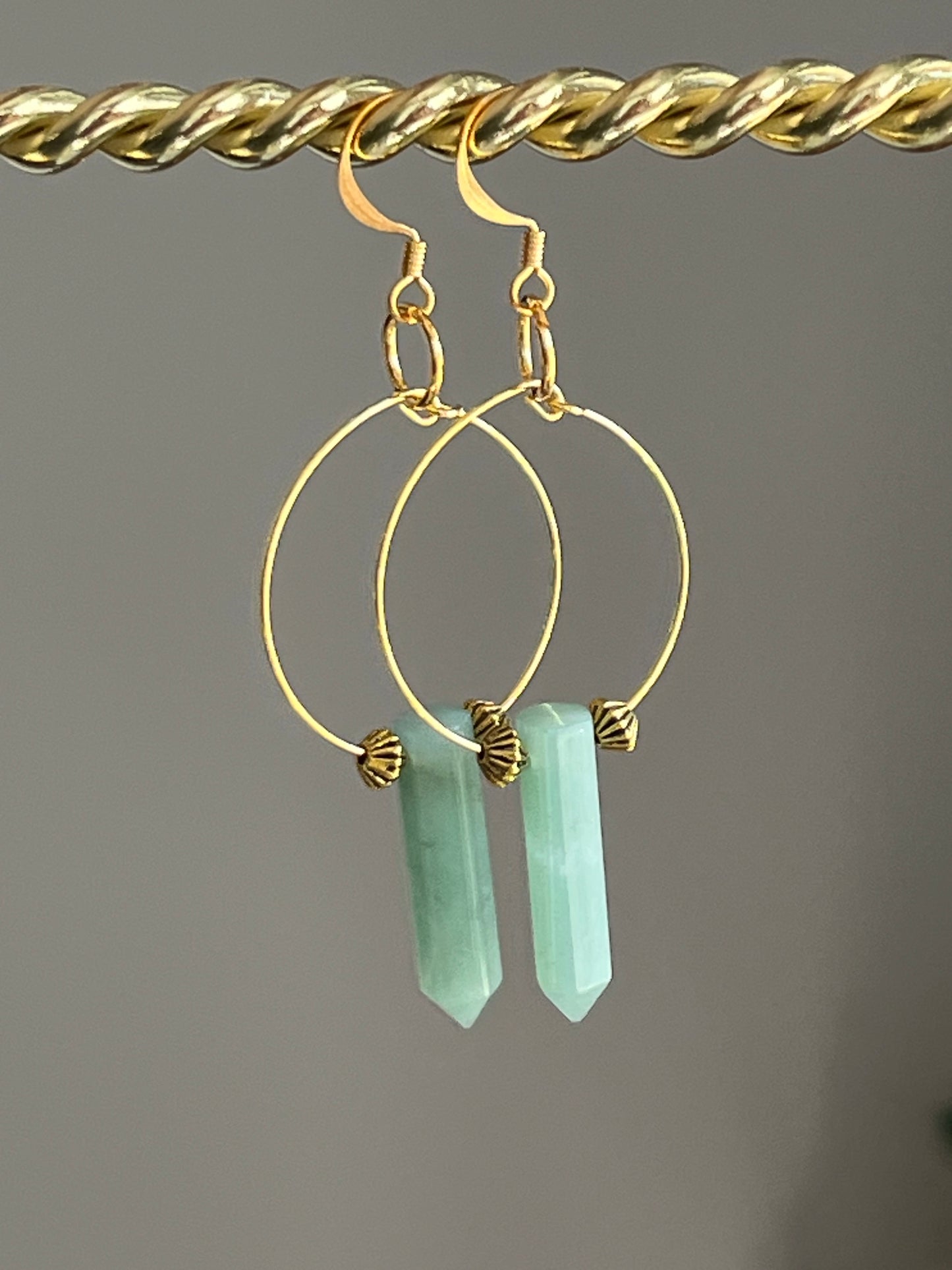 GREEN AVENTURINE HEX II | GEMSTONE CRYSTAL Earrings