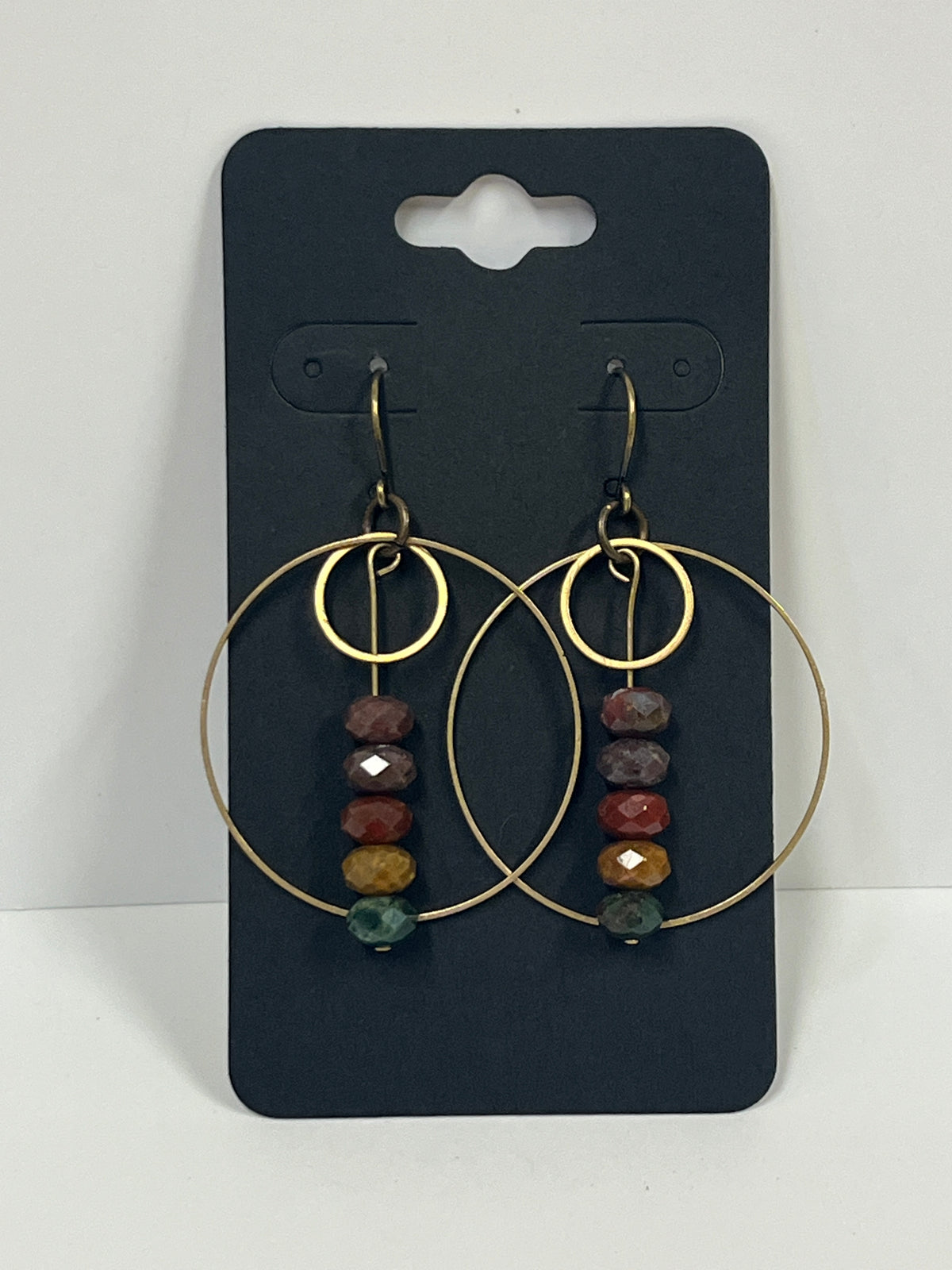 STACKED OCEAN JASPER HOOP-DANGLES (md) | Gemstone Earrings
