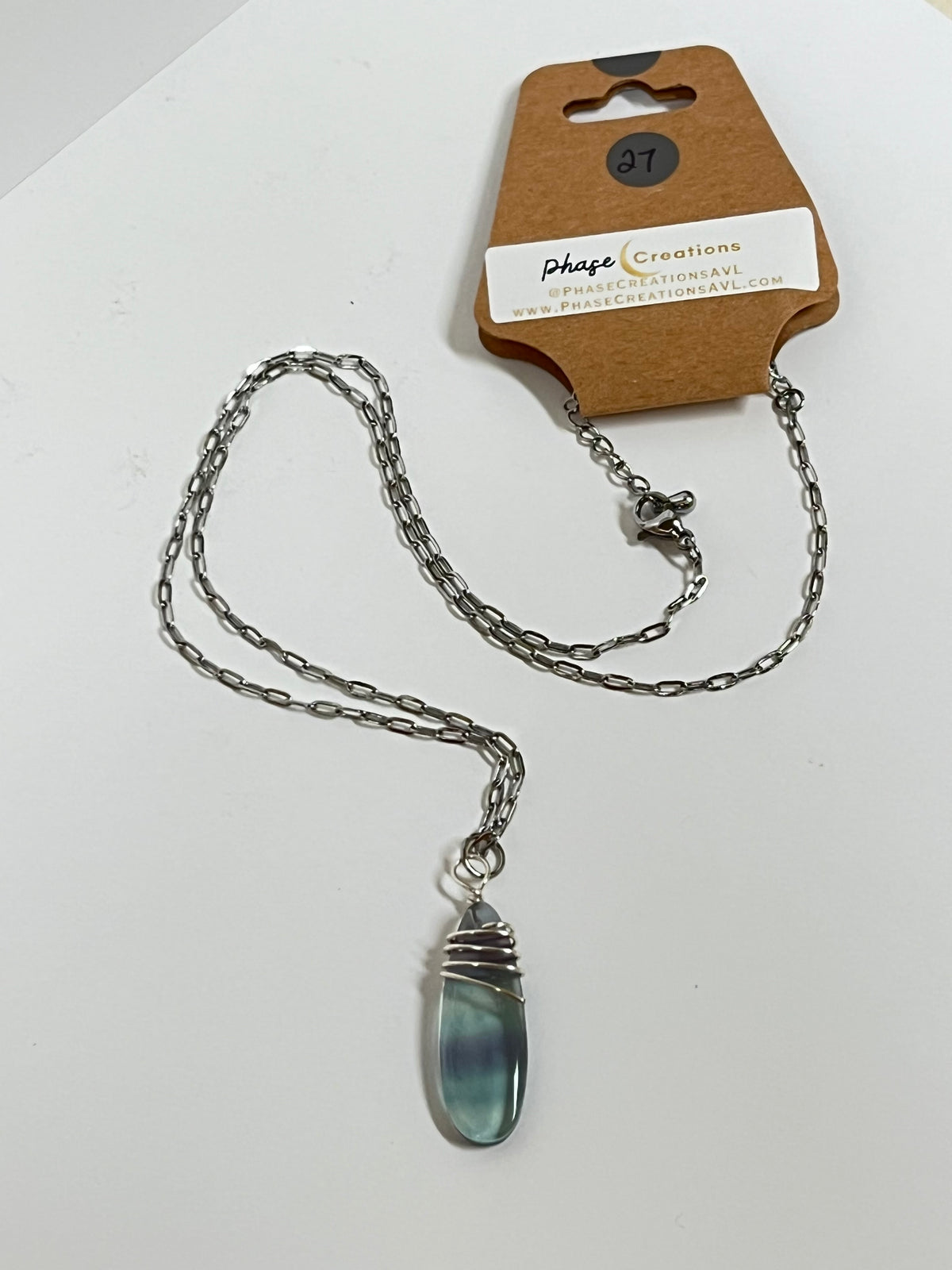 WIRE-WRAPPED FLUORITE OVAL | Gemstone Necklace (c)
