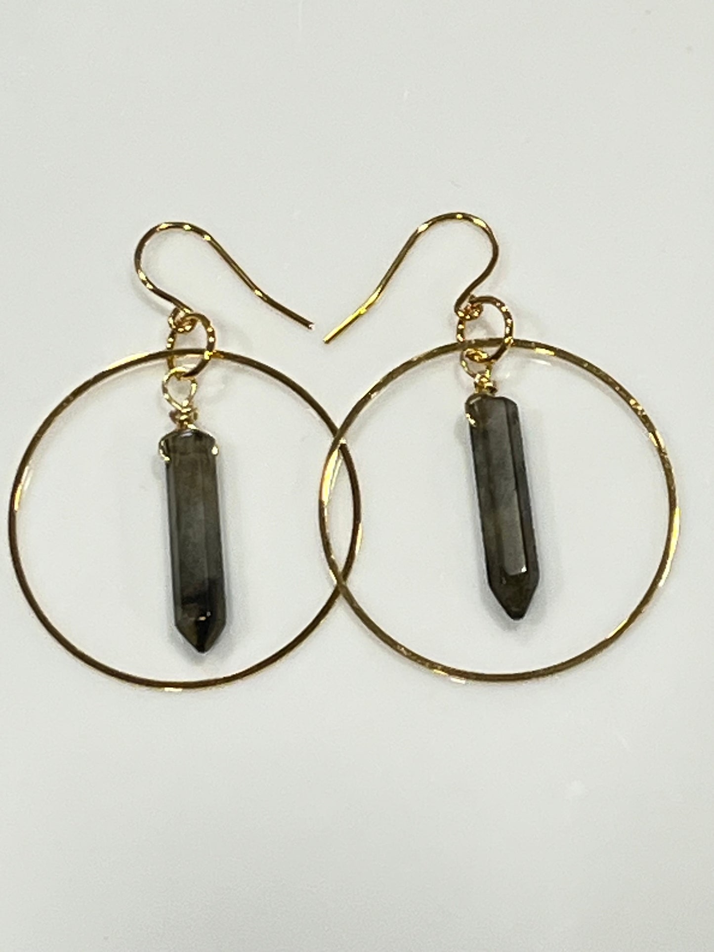 LABRADORITE HOOP DANGLES | GEMSTONE CRYSTAL Earrings