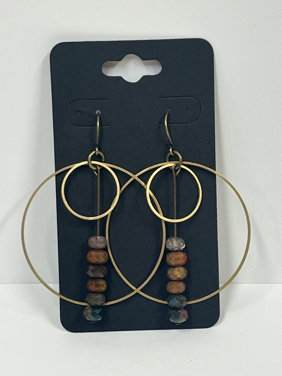 STACKED OCEAN JASPER HOOP-DANGLES (lg) | Gemstone Earrings