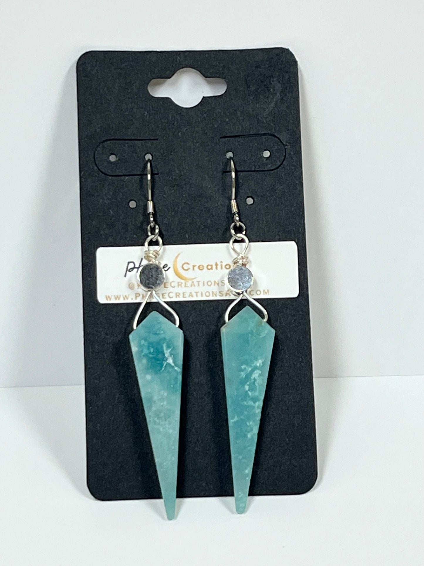 AMAZONITE KITE w MOON | GEMSTONE CRYSTAL Earrings