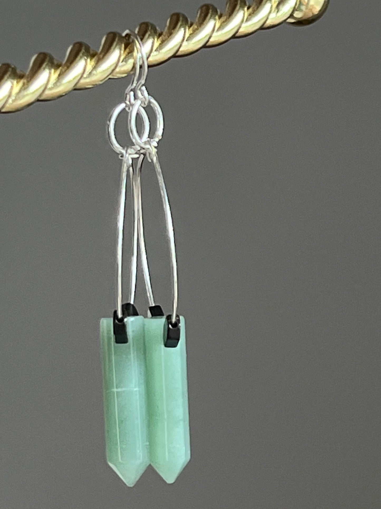 GREEN AVENTURINE HEX + BLACK HEMETATIE | GEMSTONE CRYSTAL Earrings