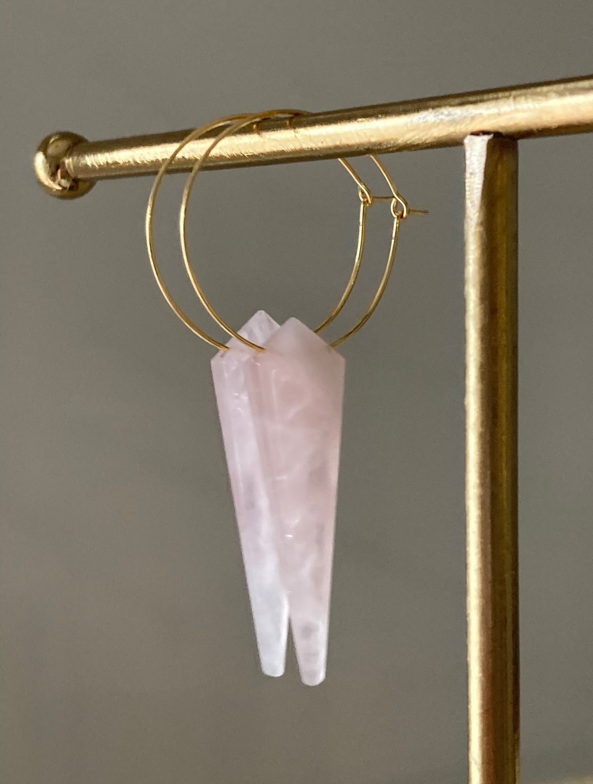 ROSE QUARTZ KITE (GP) | GEMSTONE CRYSTAL EARRINGS