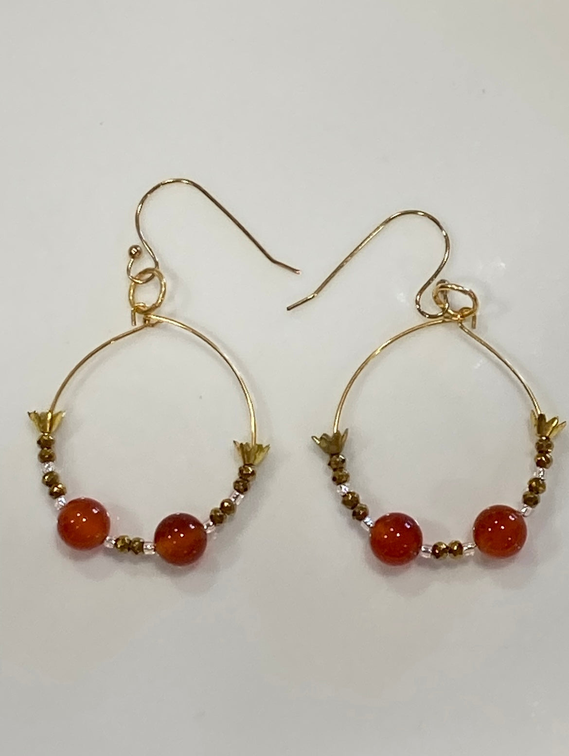 CARNELIAN + GOLD HEMATITE |GEMSTONE CRYSTAL Earrings