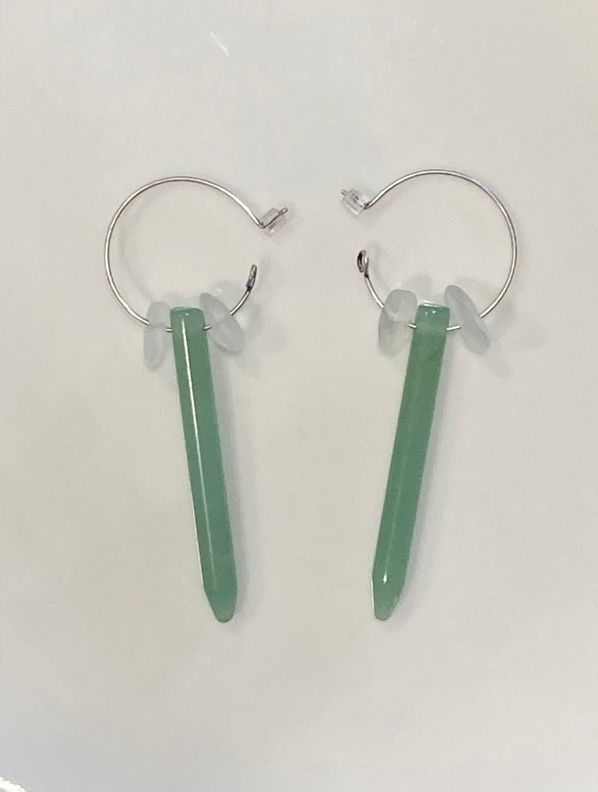 GREEN AVENTURINE POINT + CLEAR QUARTZ | GEMSTONE CRYSTAL Earrings