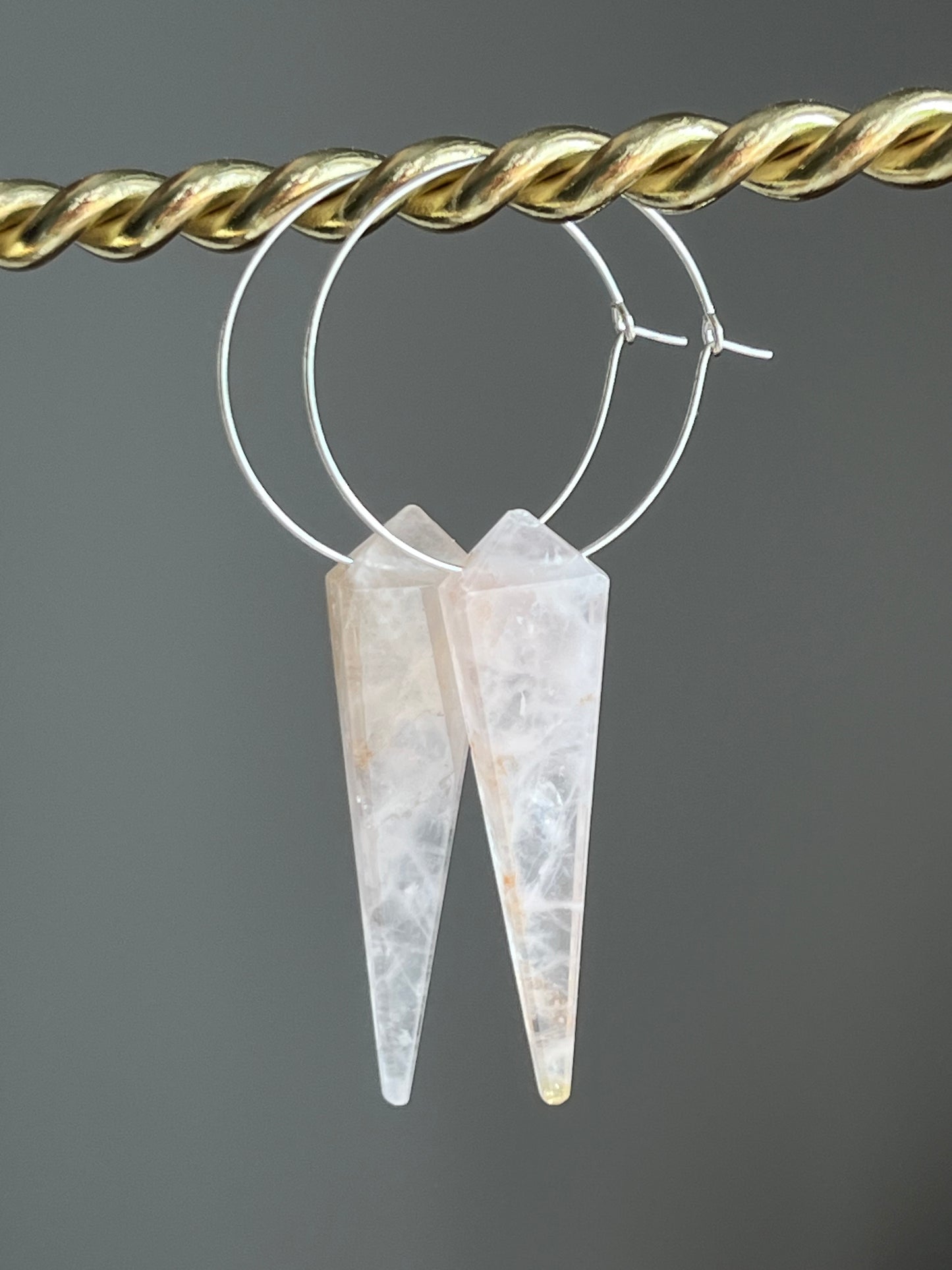 ROSE QUARTZ KITE (SP) | GEMSTONE CRYSTAL Earrings