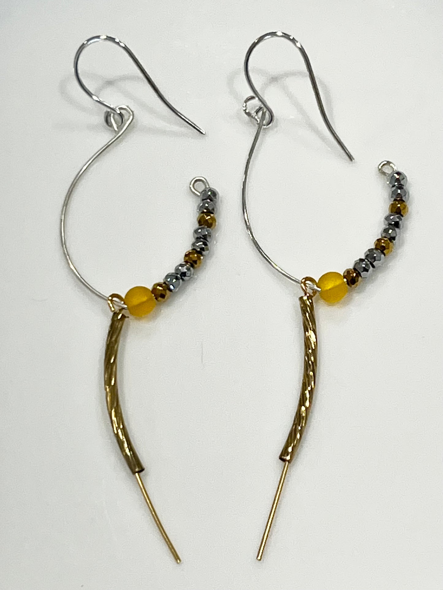 SILVER + GOLD HEMATITE MARQUISE DANGLE | Earrings