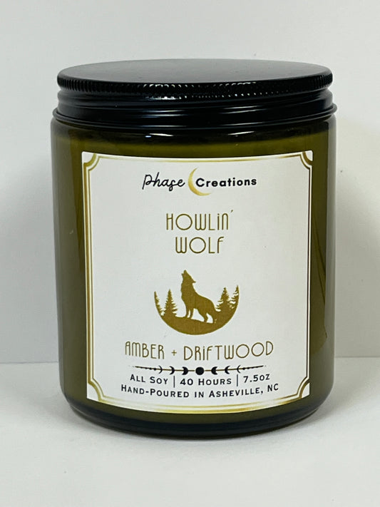HOWLIN’ WOLF ~ Amber + Driftwood | 40 Hour ~ Hand-poured premium Soy Candle