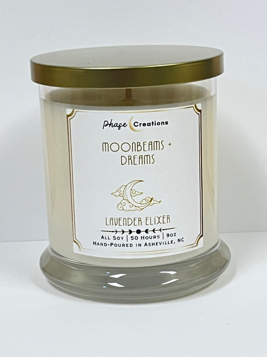 MOONBEAMS + DREAMS ~ Lavender Elixer | 50 Hour ~ Hand-poured premium Soy Candle