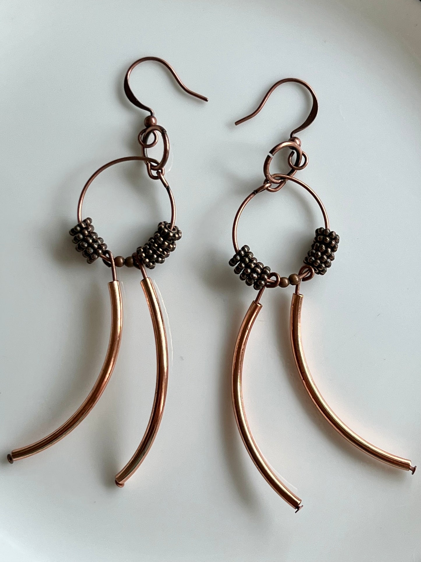 COPPER METAL PIPE DANGLES | Earrings