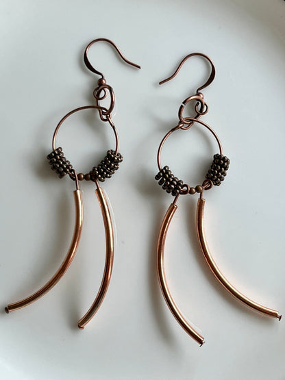 COPPER METAL PIPE DANGLES | Earrings