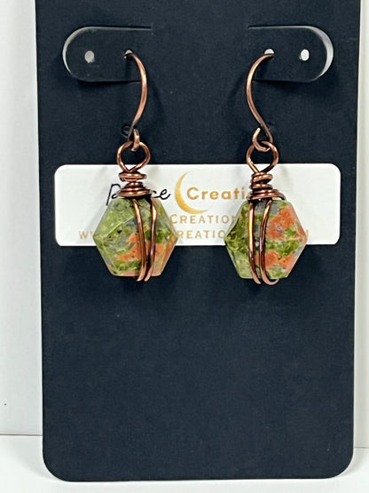 WIRE-WRAPPED UNIKITE DANGLES (ACP) | Gemstone Earrings