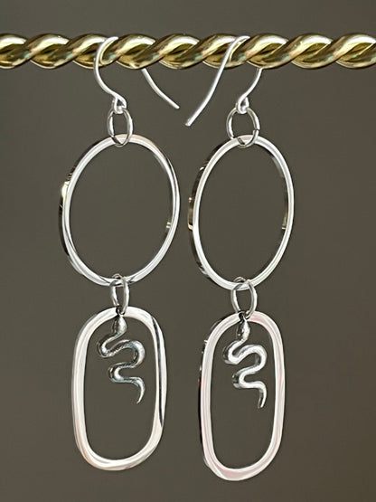 DAINTY SERPENTINE HOOP-DANGLES (SS)| Earrings