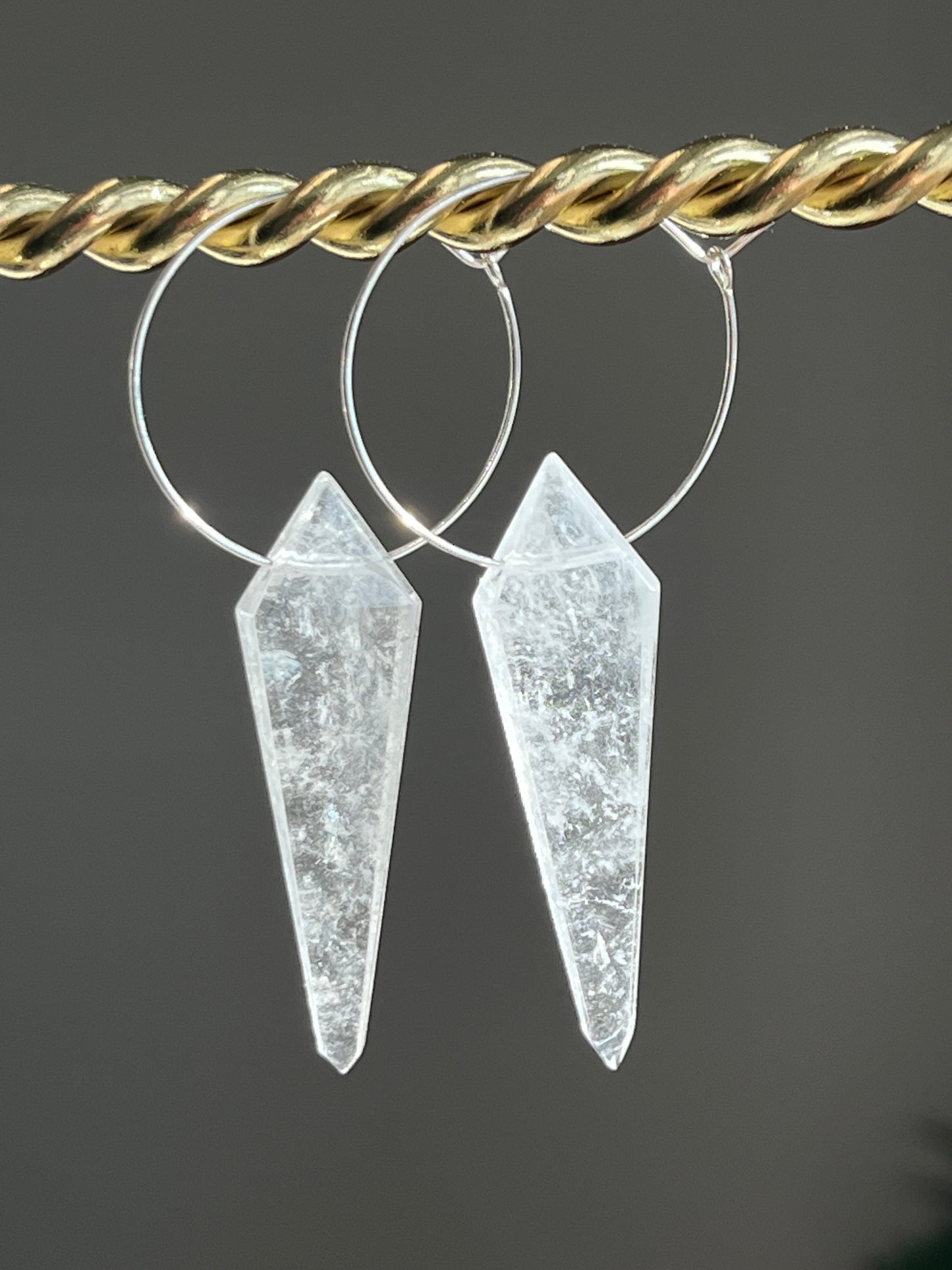 CLEAR QUARTZ KITE (SP)| GEMSTONE CRYSTAL Earrings