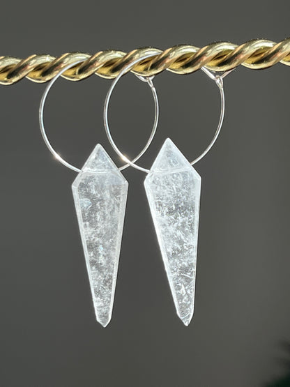 CLEAR QUARTZ KITE (SP)| GEMSTONE CRYSTAL Earrings