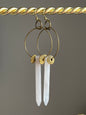LAVENDER QUARTZ POINT w/ ORNATE BRASS | GEMSTONE CRYSTAL Earrings
