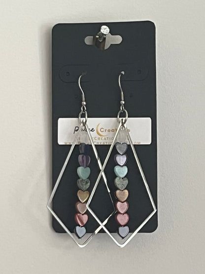 CHAKRA MINI HEART TRIANGLE-DANGLES (SS) | GEMSTONE CRYSTAL Earrings