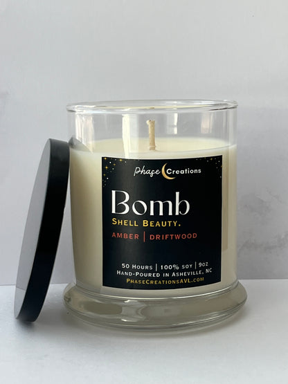 BOMBSHELL BEAUTY. ~ Amber + Driftwood | Hand-poured Premium Soy Candle