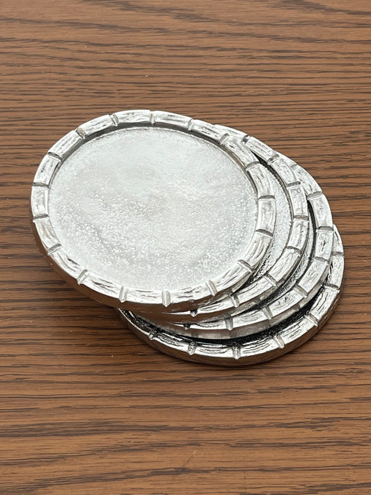 Round Silver Colored Metal Candle Coaster | Single Peice