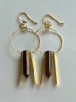 TIGER’S EYE HEX w/ GP RECTANGLES + BEADS | GEMSTONE CRYSTAL Earrings