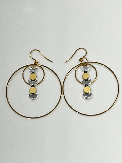“JUST A PHASE” GOLD + SILVER MOON HOOP-DANGLES | Earrings