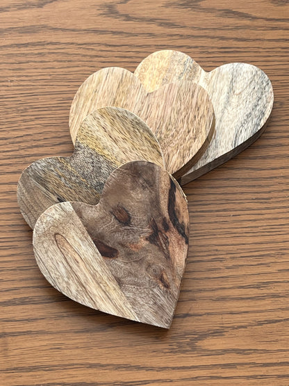 Heart Shaped Wooden Candle Coaster ~ Rustic Color | Single Peice