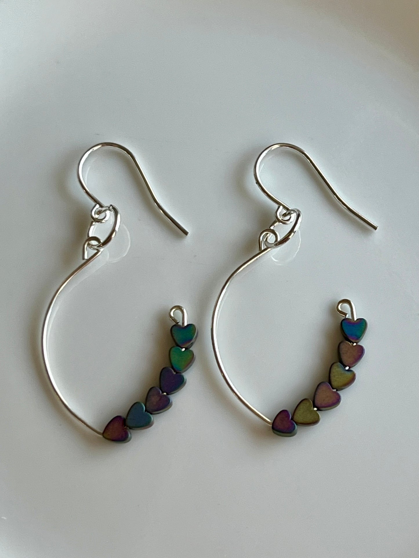 RAINBOW HEMATITE HEART MARQUISE |  GEMSTONE CRYSTAL Earrings