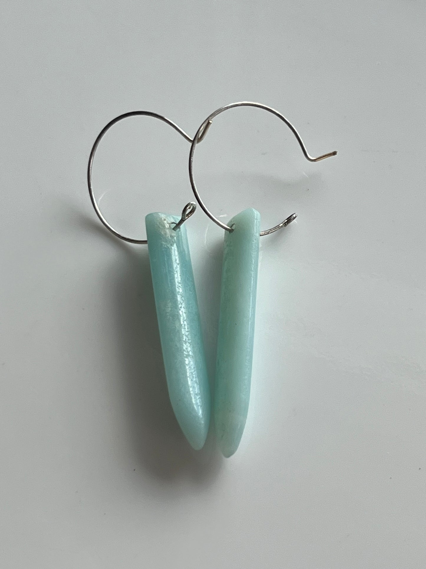 CHUNKY AMAZONITE PUFF MINI HOOP | GEMSTONE CRYSTAL Earrings