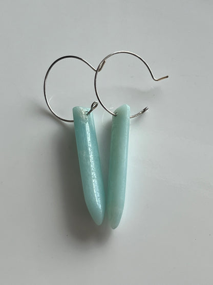 CHUNKY AMAZONITE PUFF MINI HOOP | GEMSTONE CRYSTAL Earrings