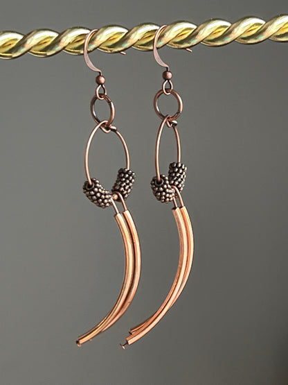COPPER METAL PIPE DANGLES | Earrings