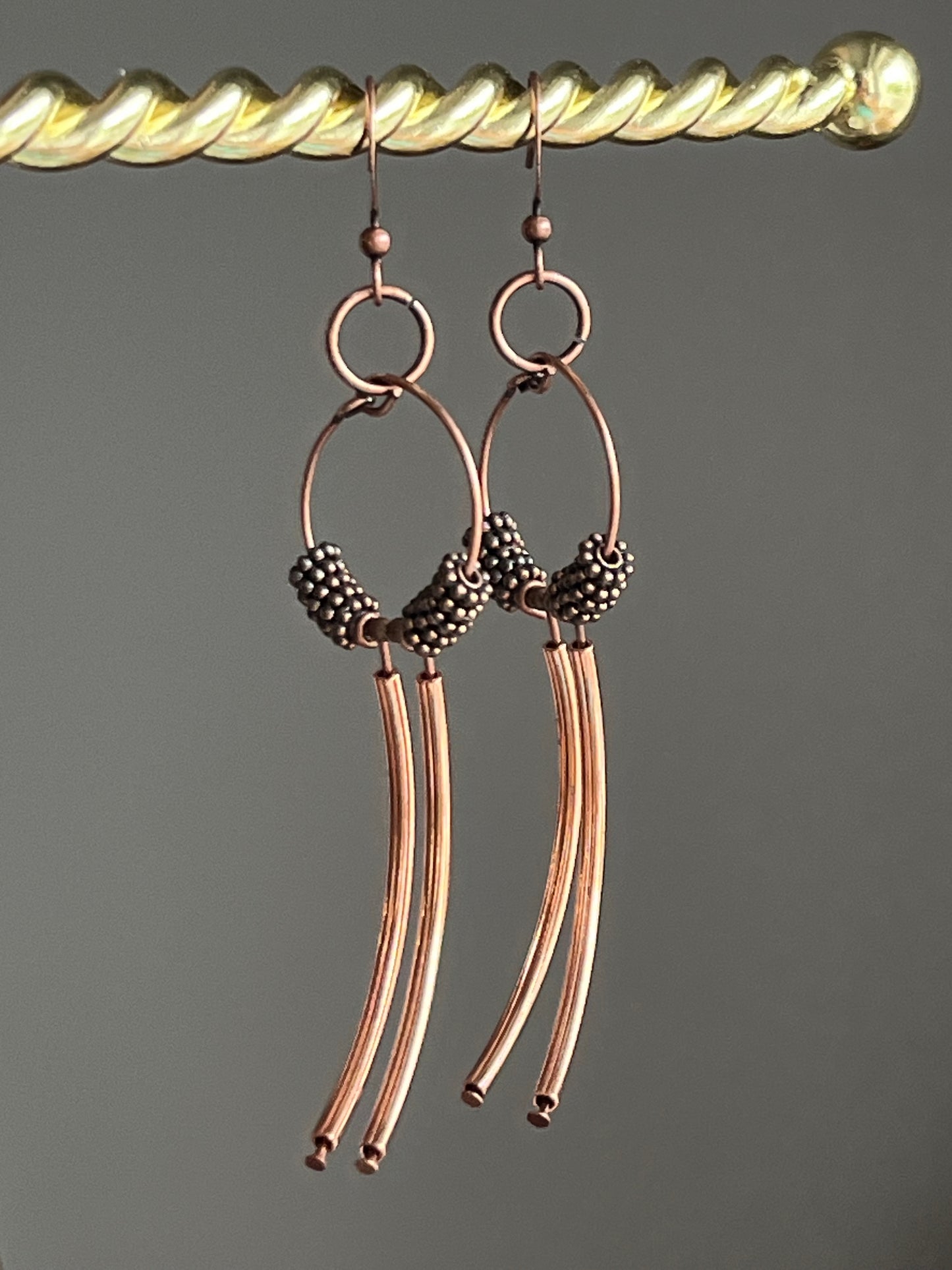 COPPER METAL PIPE DANGLES | Earrings