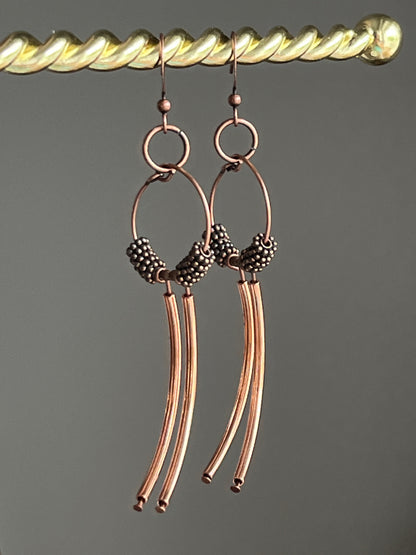 COPPER METAL PIPE DANGLES | Earrings