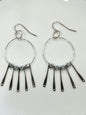 SILVER HEMATITE w/ METAL FLARE HOOP-DANGLE | Earrings