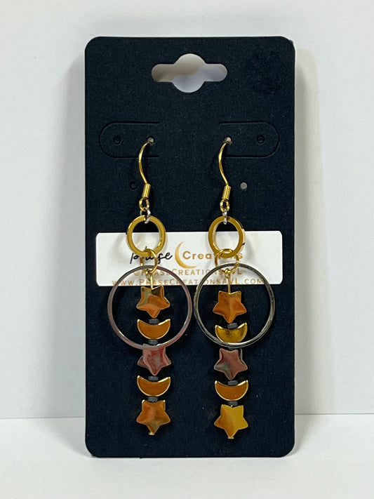 MOON + STAR DANGLES (GP-SS) | Earrings