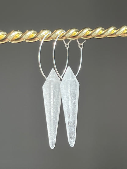 CLEAR QUARTZ KITE (SP)| GEMSTONE CRYSTAL Earrings