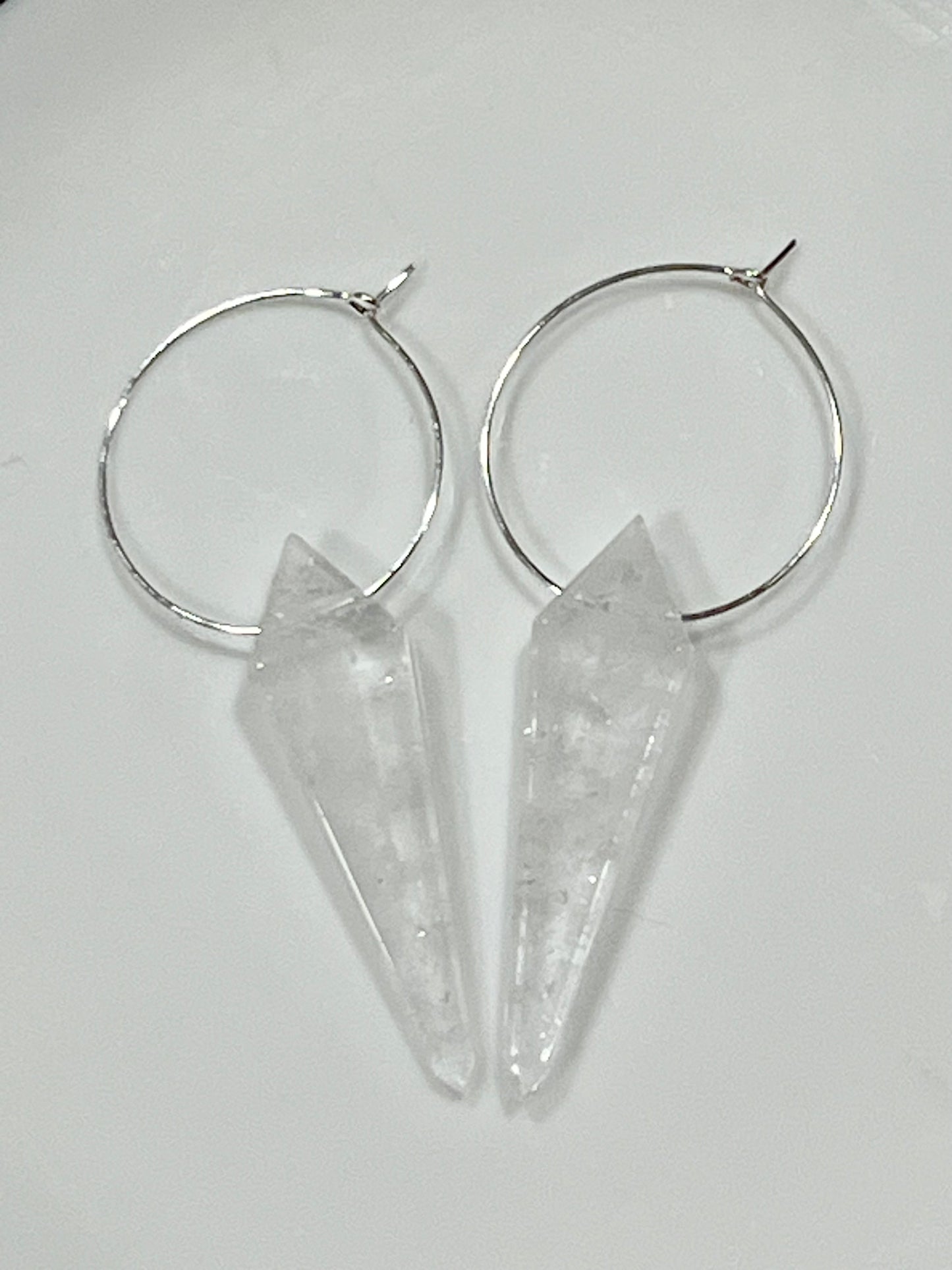 CLEAR QUARTZ KITE (SP)| GEMSTONE CRYSTAL Earrings