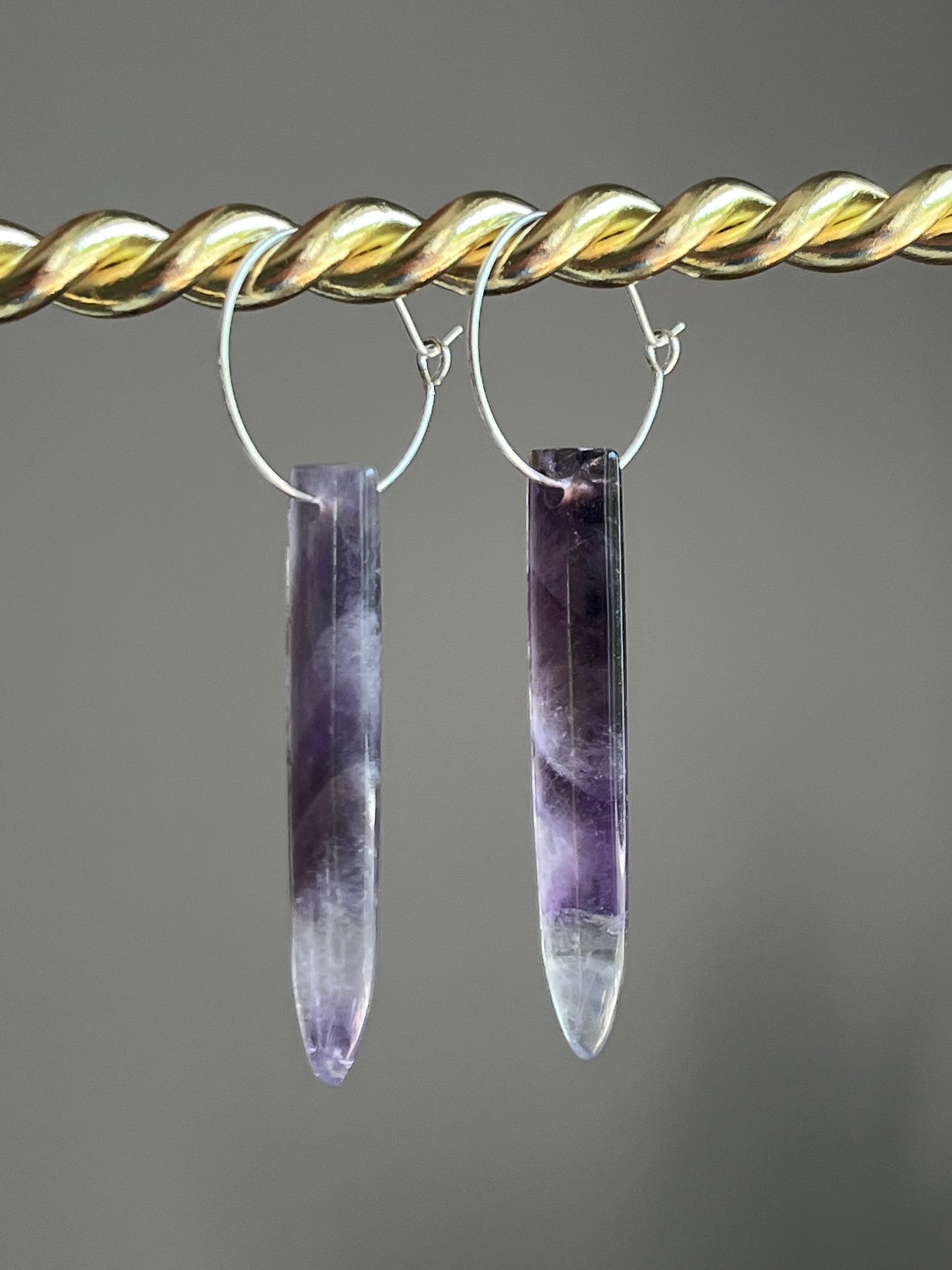 AMETHYST PUFF HOOP | GEMSTONE CRYSTAL Earrings