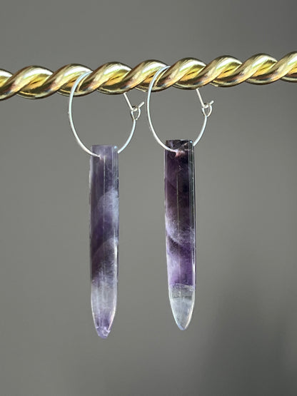 AMETHYST PUFF HOOP | GEMSTONE CRYSTAL Earrings