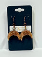 WIRE-WRAPPED PEACH MOONSTONE CRESCENT MOON DANGLES (ACP)| Gemstone Earrings