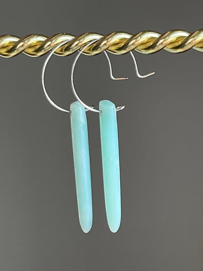 CHUNKY AMAZONITE PUFF MINI HOOP | GEMSTONE CRYSTAL Earrings