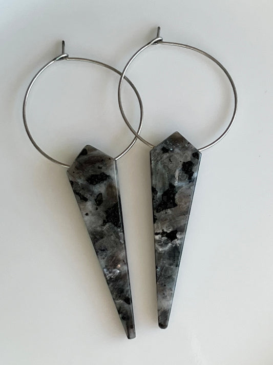 BLACK LABRADORITE KITE | GEMSTONE CRYSTAL Earrings