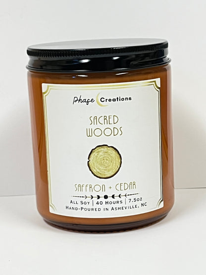 SACRED WOODS ~ Saffron + Cedarwood | 40 Hour ~ Hand-poured premium Soy Candle
