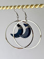 “HANG THE MOON” WIRE-WRAPPED LAPIS LAZULI CRESCENT HOOP-DANGLES (SS) | Gemstone Earrings