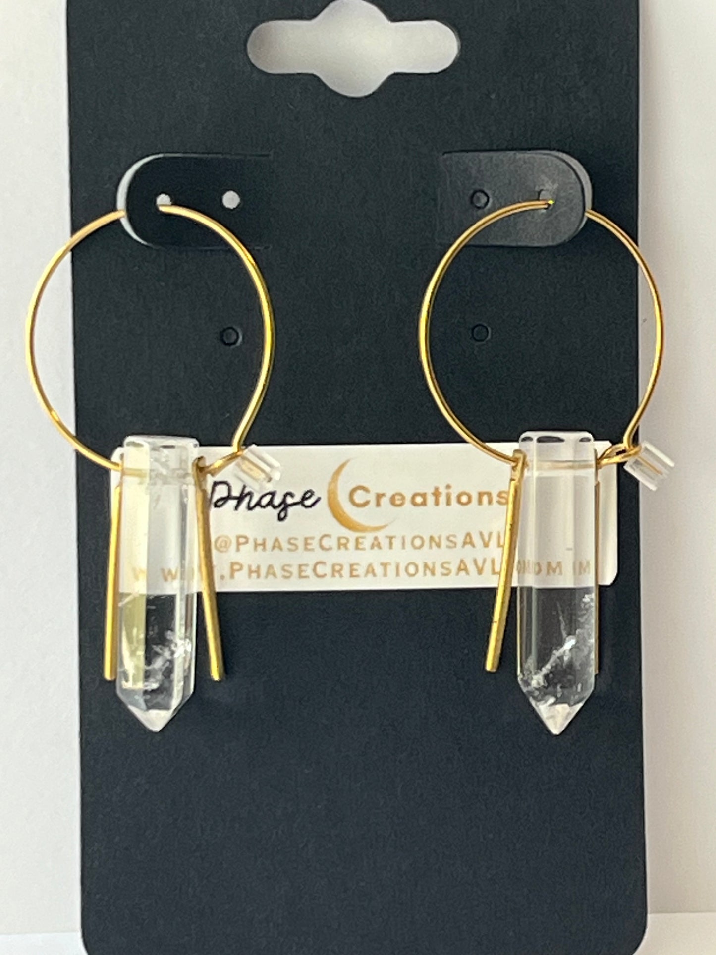 CLEAR QUARTZ HEX HOOP | GEMSTONE CRYSTAL Earrings