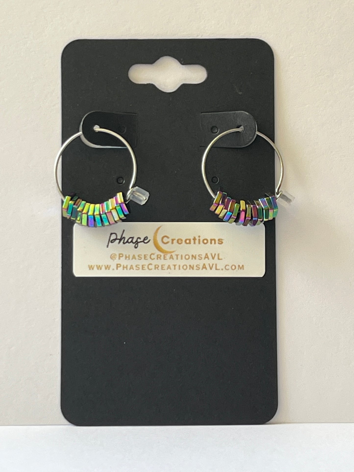 RAINBOW HEMATITE MINI HOOPS (ASP)| Gemstone Earrings